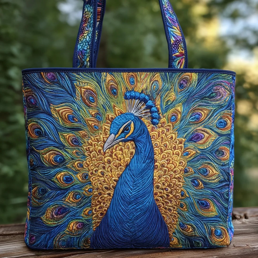 Anna | Gesteppte Tragetasche mit Motiv Königlicher Pfau