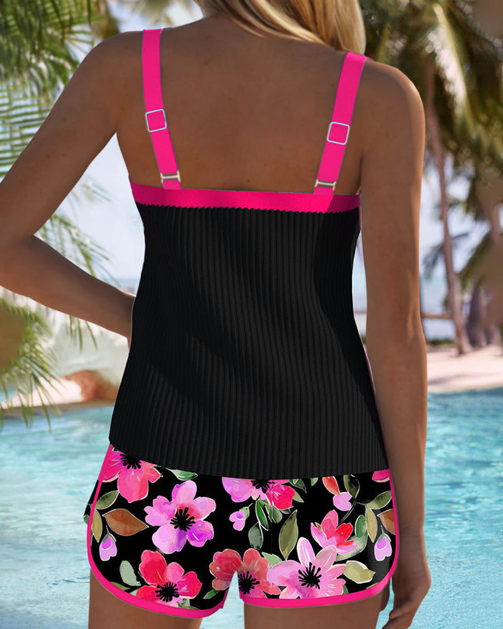 Valeria | Eleganter Tankini mit floralen Badeshorts
