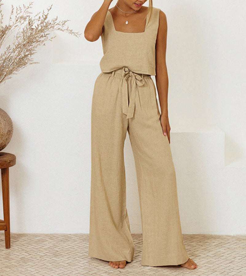 Helene | Set aus minimalistischem Top und ausgestellter Hose
