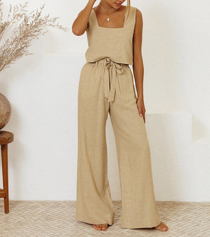Helene | Set aus minimalistischem Top und ausgestellter Hose