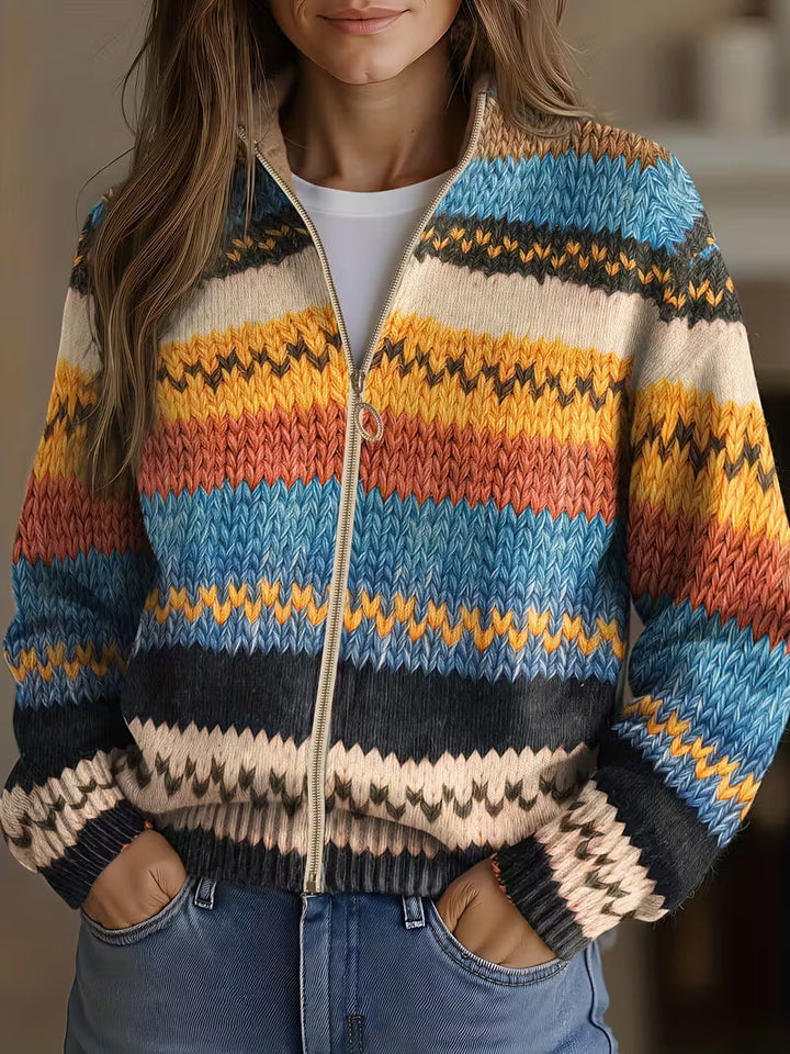 Elke™ | Cardigan im Zickzack-Streifen