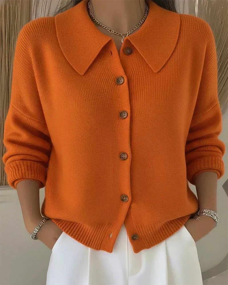 Christa | Strickjacke mit Kragen und Knopfleiste