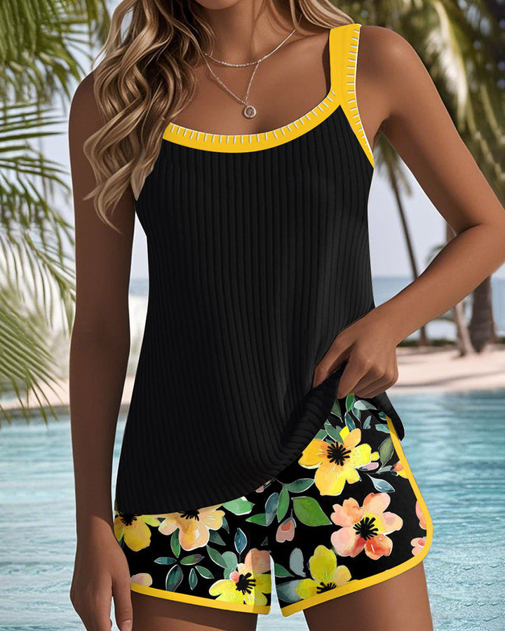 Valeria | Eleganter Tankini mit floralen Badeshorts