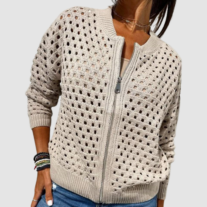Ulrike | Hochwertige Strickjacke mit Reißverschluss