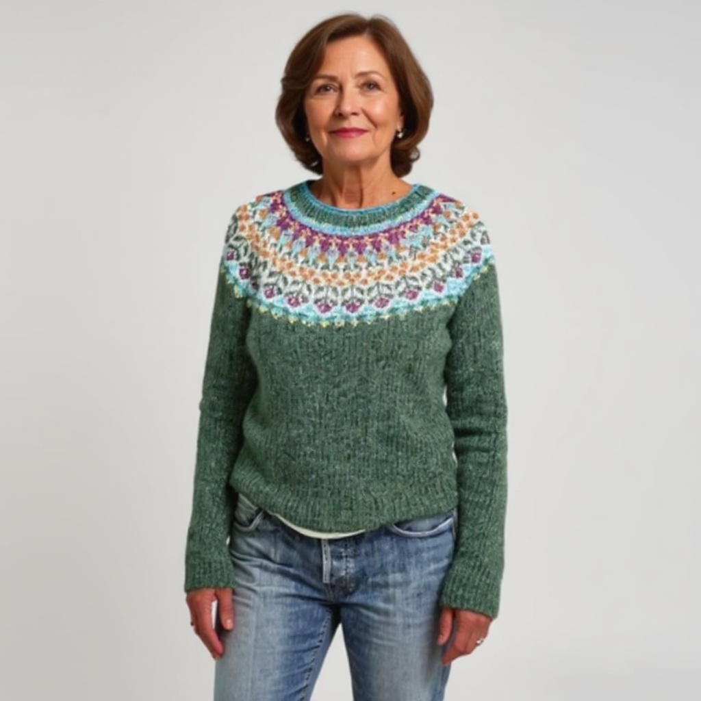 Luise™ | Pullover mit Norwegerpasse in Tannengrün