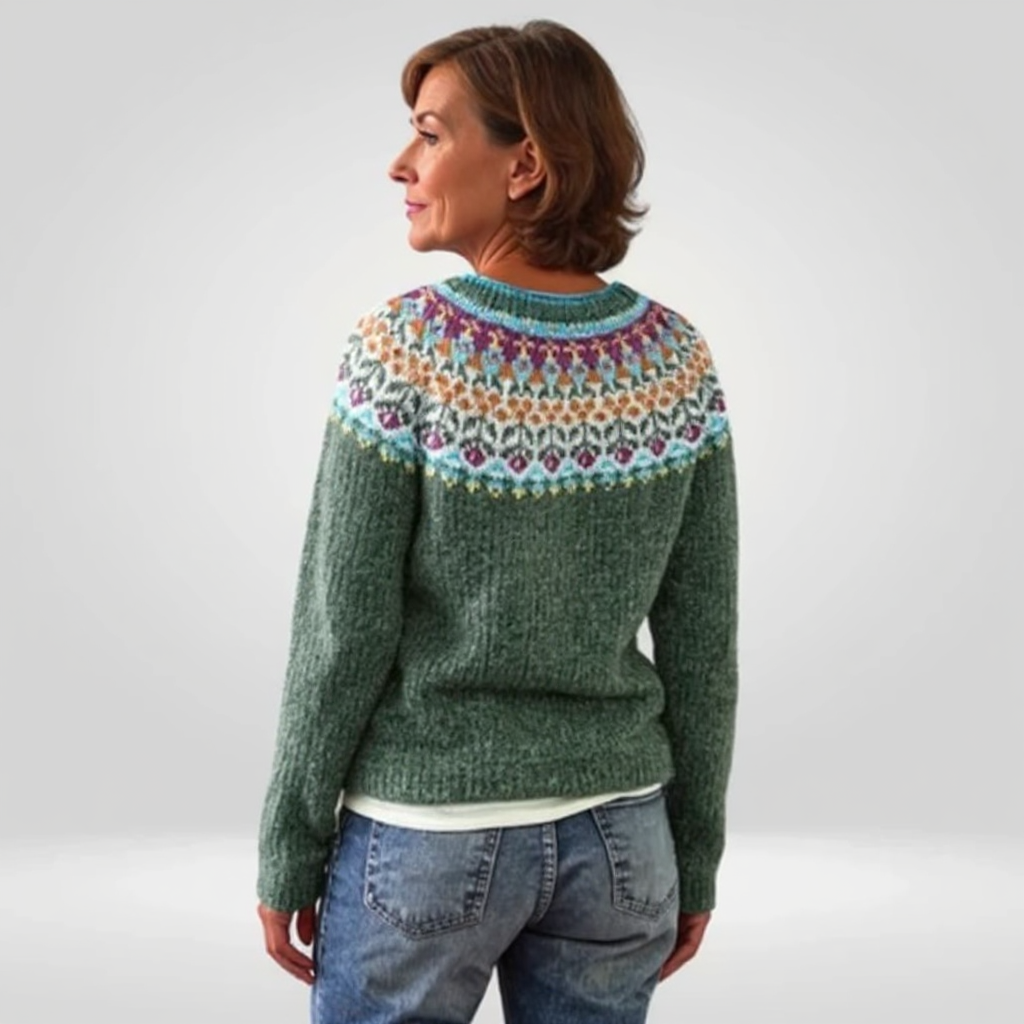 Luise™ | Pullover mit Norwegerpasse in Tannengrün