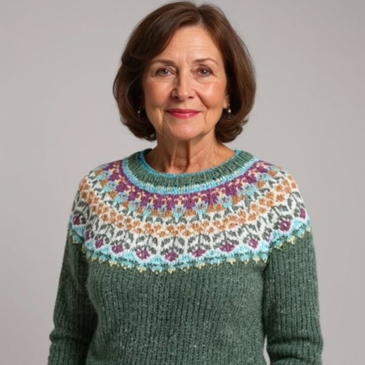 Luise™ | Pullover mit Norwegerpasse in Tannengrün