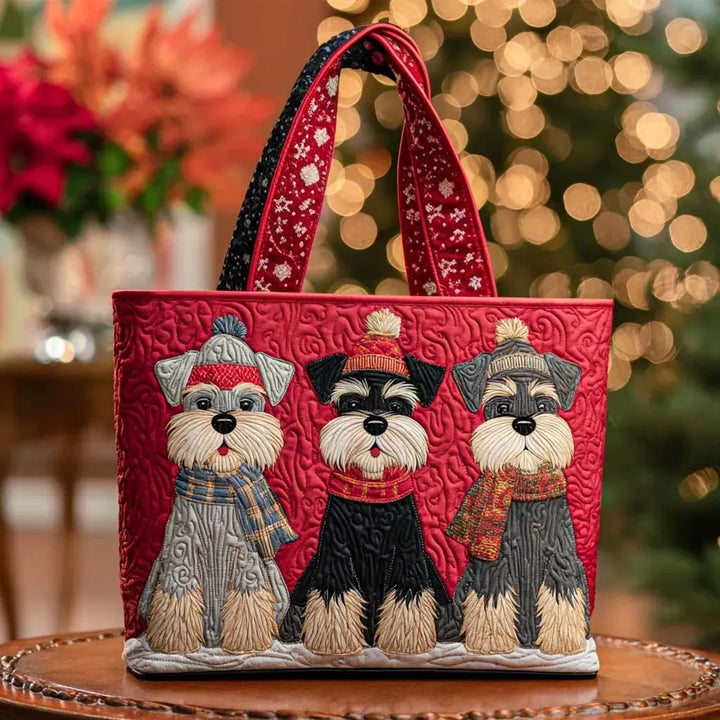 Mia | Gesteppte Tragetasche mit Motiv Drei Schnauzer im Winter