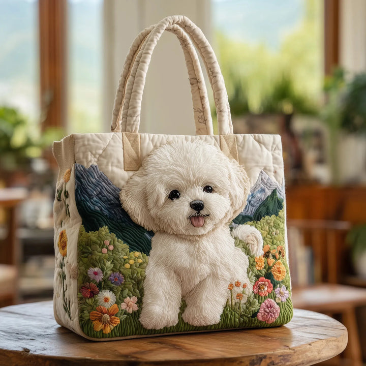 Franziska | Gesteppte Tragetasche mit Motiv Bichon Frise
