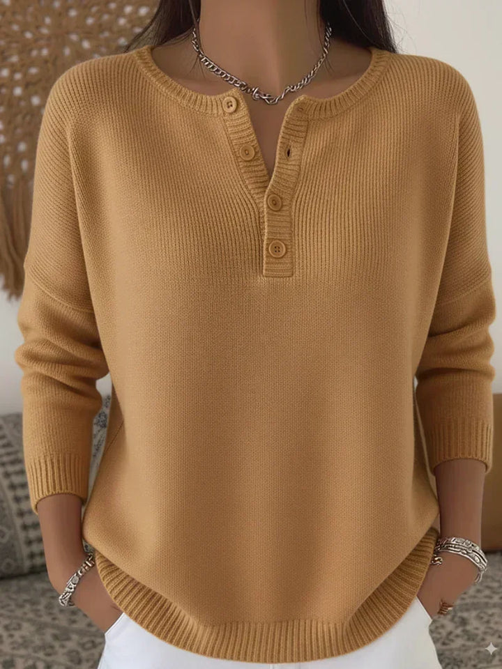 Katharina | Strickpullover mit Henley-Knopfleiste