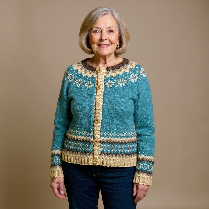 Henriette™ | Strickjacke mit Norwegerpasse in Petrol