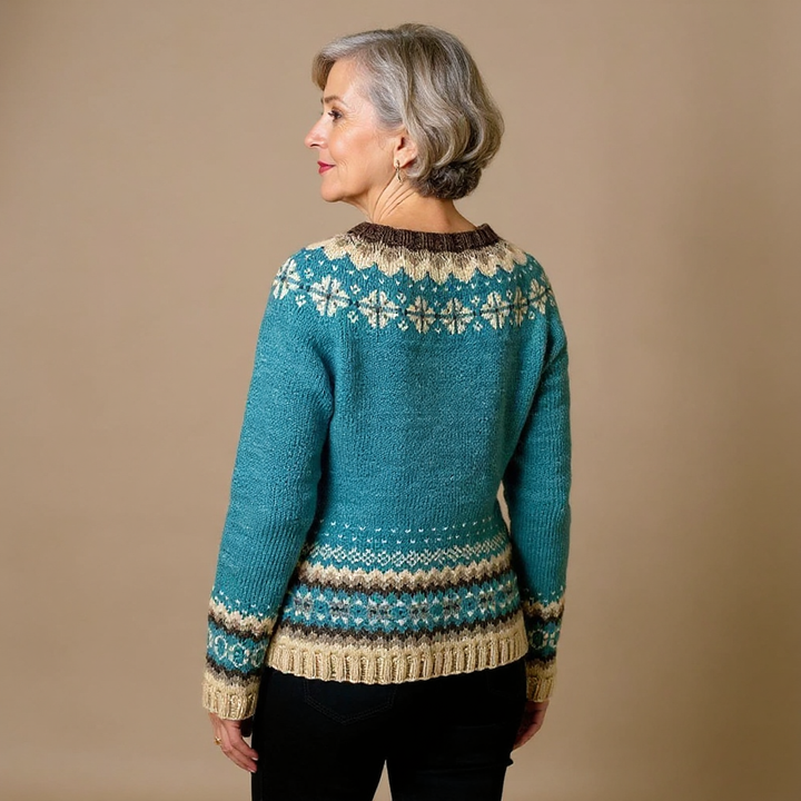 Henriette™ | Strickjacke mit Norwegerpasse in Petrol