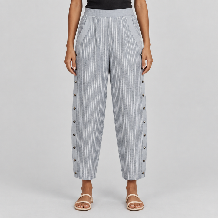 Linaya - Gestreifte Knopfhose