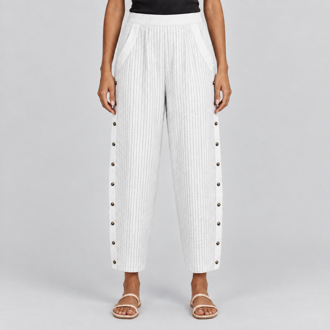 Linaya - Gestreifte Knopfhose