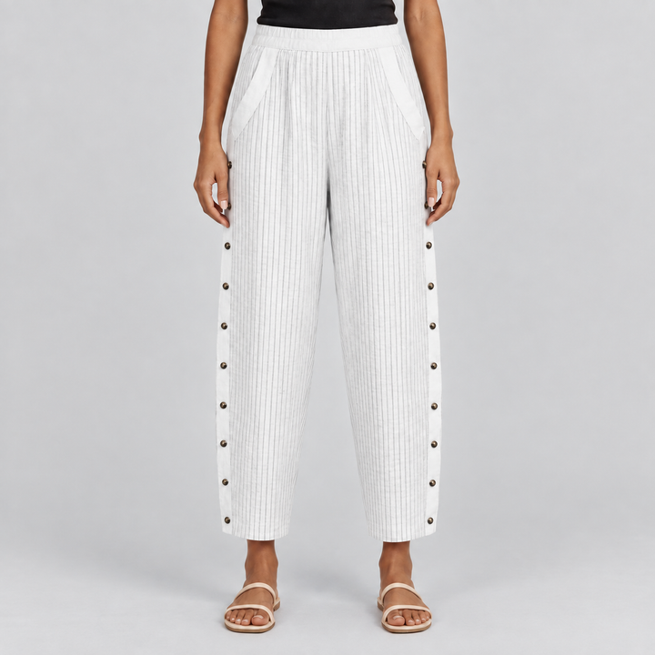 Linaya - Gestreifte Knopfhose