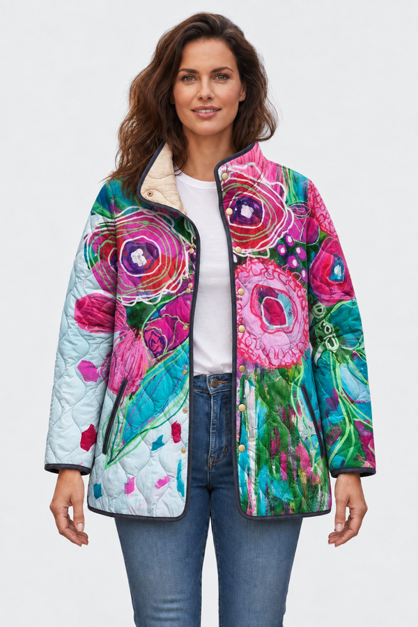 Roswitha™ | Steppjacke mit Blüten in Pink