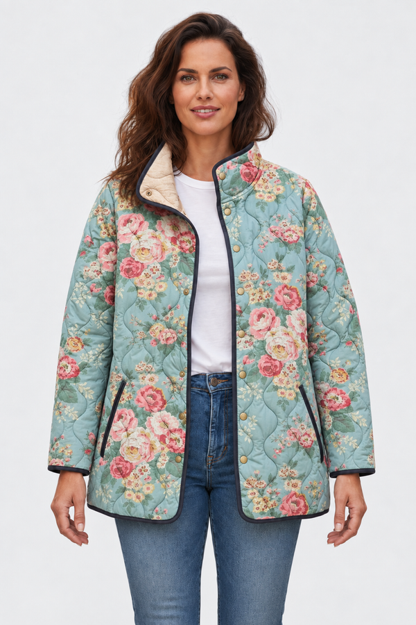 Nadja™ | Steppjacke mit Rosen auf Mint