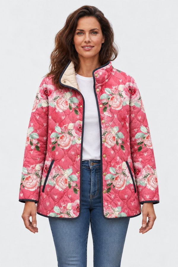 Sieglinde™ | Steppjacke mit Rosen in Beere
