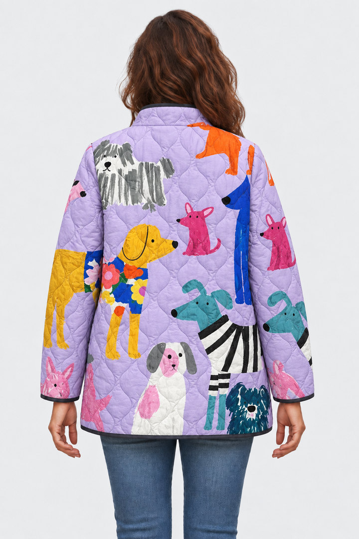 Ursel™ | Steppjacke mit Hunden in Flieder