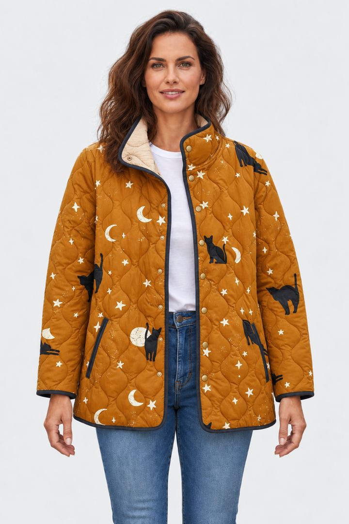 Wibke™ | Steppjacke mit Katzen und Monden