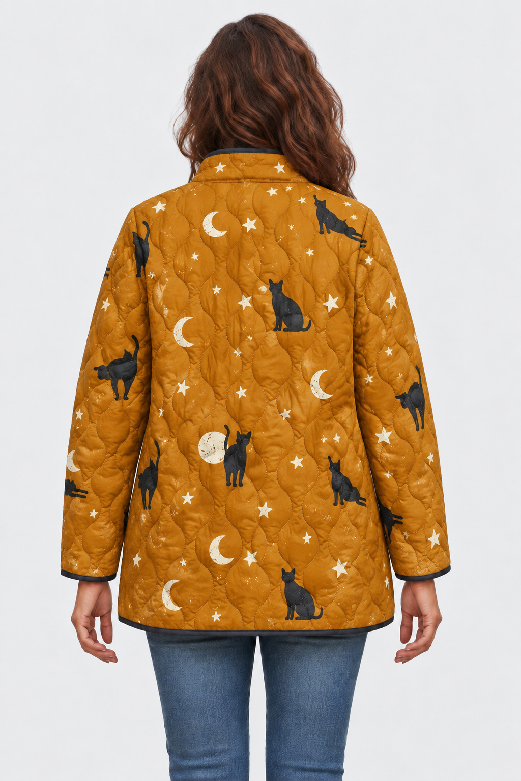 Wibke™ | Steppjacke mit Katzen und Monden