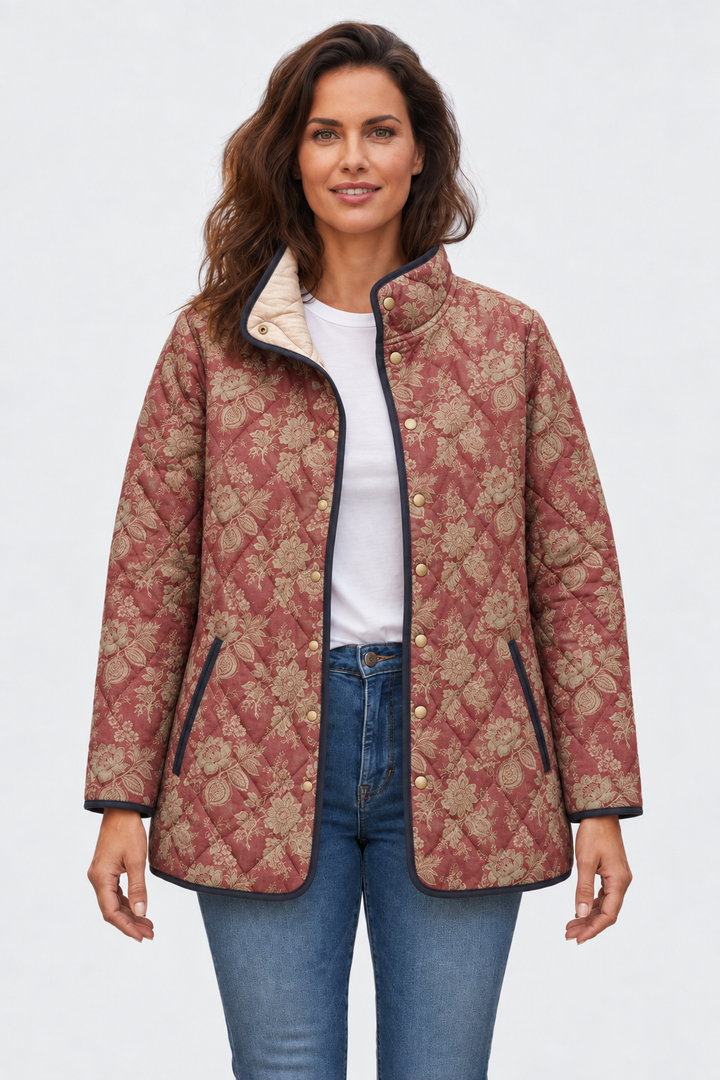 Berit™ | Steppjacke mit Blüten in Rostrot