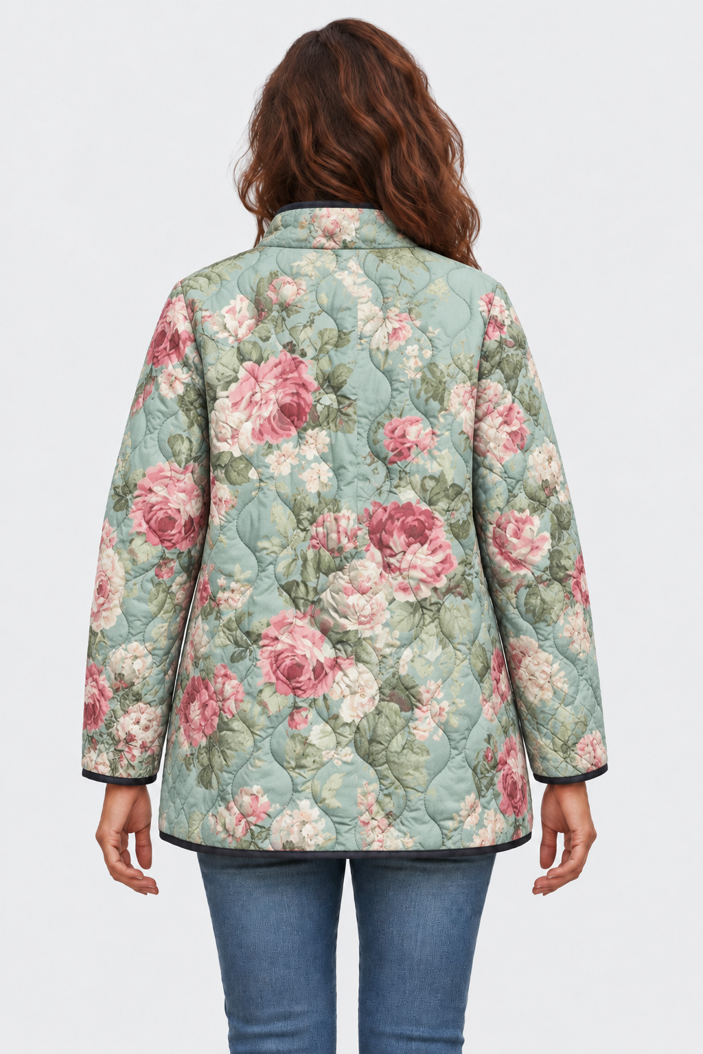 Gesa™ | Steppjacke mit großen Rosen in Salbei