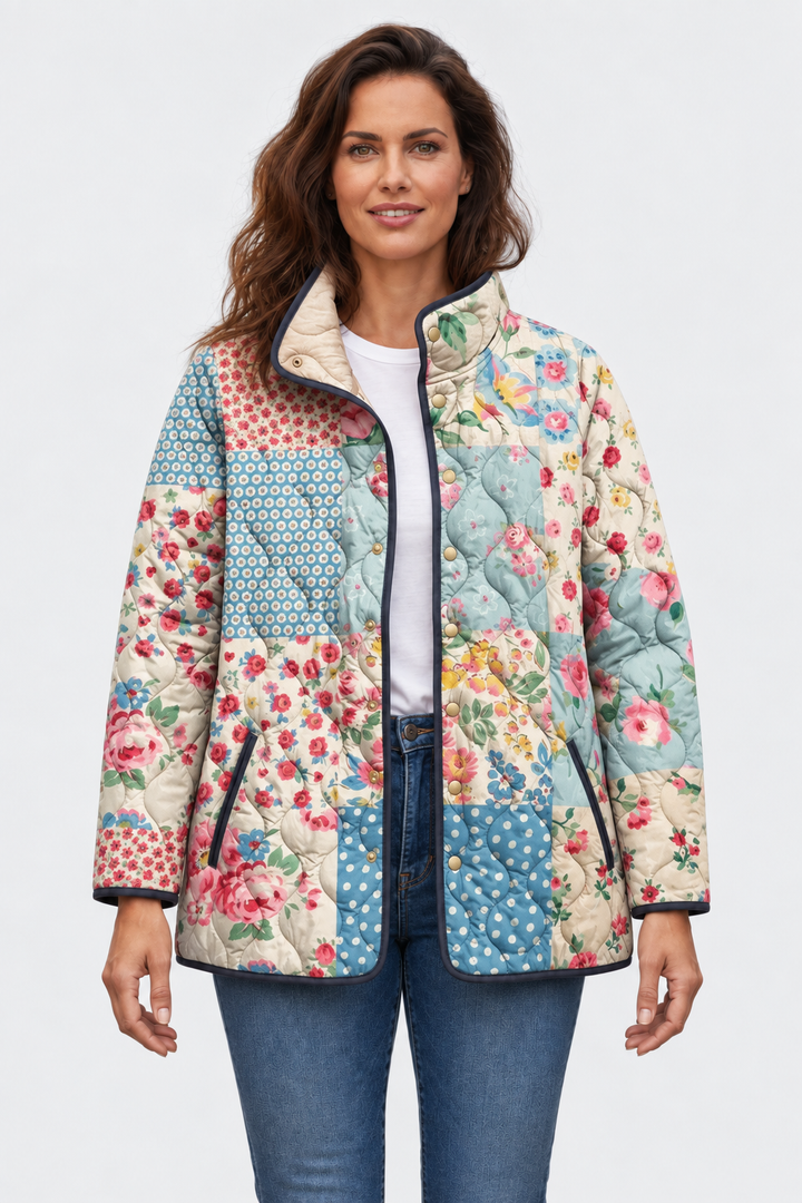 Karoline™ | Steppjacke im Blüten-Patchwork