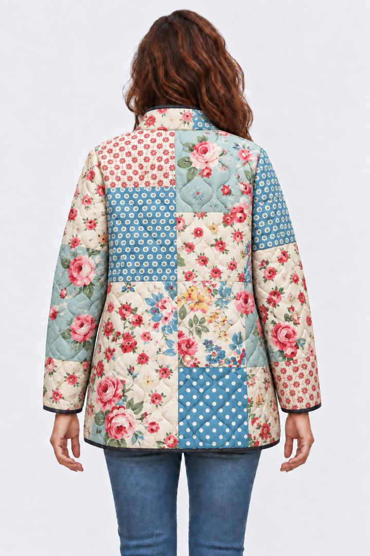 Karoline™ | Steppjacke im Blüten-Patchwork