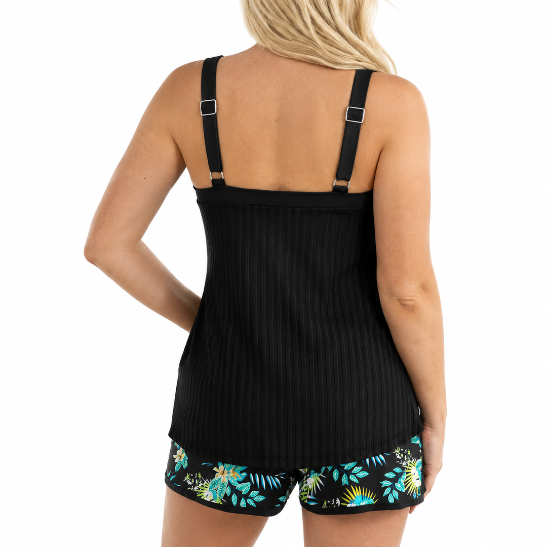 Carla | Gestreifter Tankini mit Badeshorts