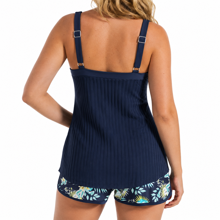 Carla | Gestreifter Tankini mit Badeshorts