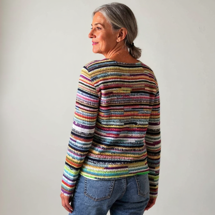 Herta™ | Pullover in feinen Regenbogenstreifen