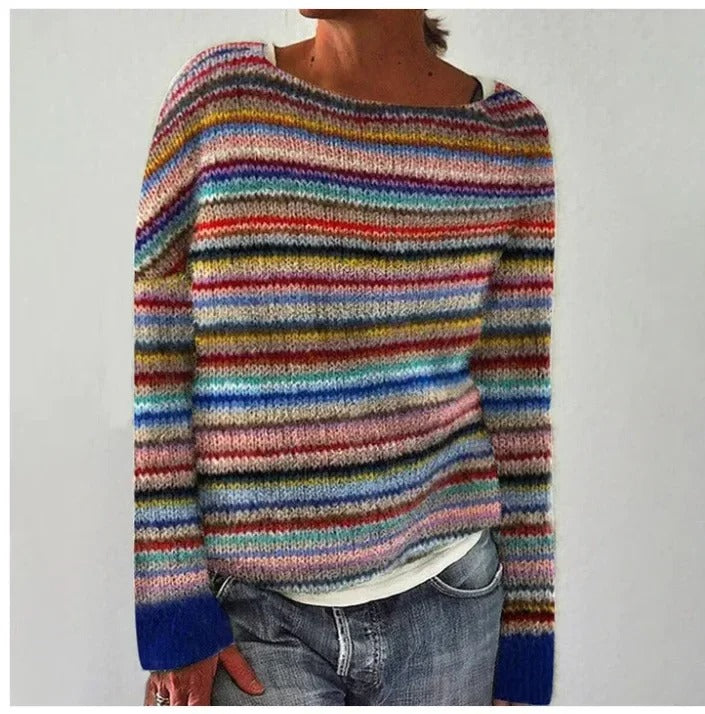 Herta™ | Pullover in feinen Regenbogenstreifen