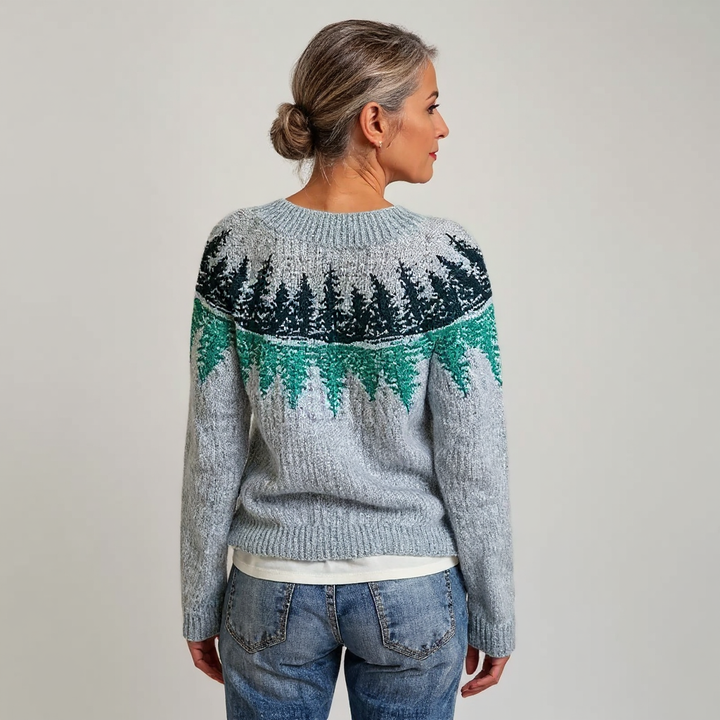 Elsbeth™ | Pullover mit Tannenwald in Grau