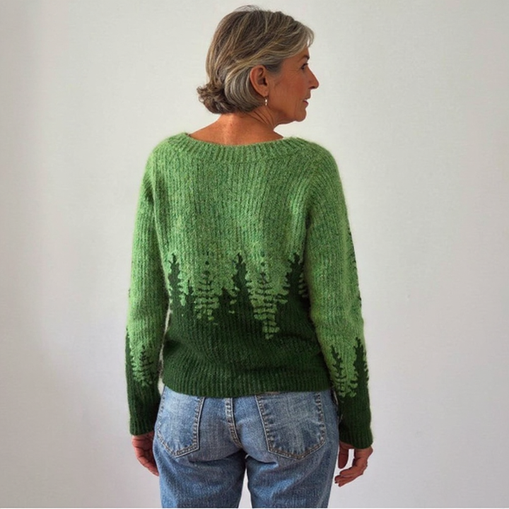 Adelheid™ | Pullover mit Tannen in Waldgrün
