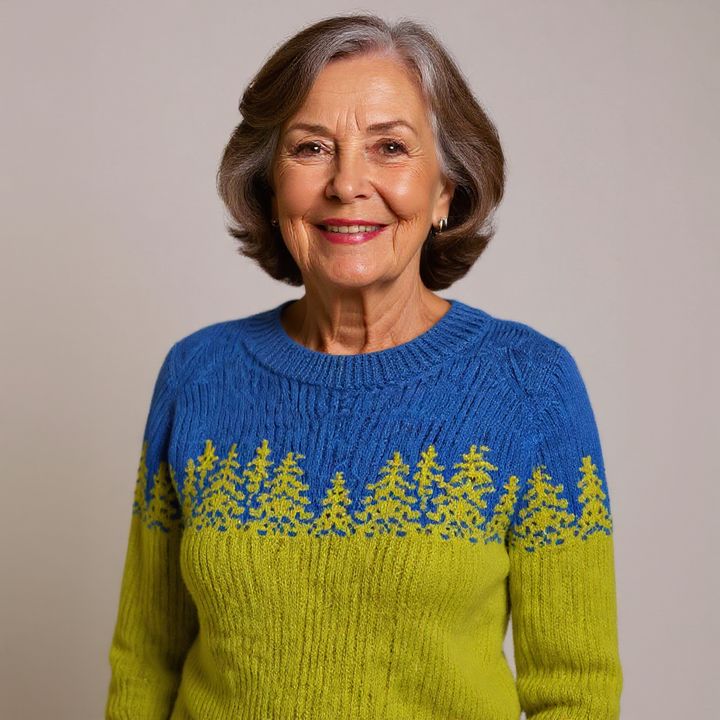 Bärbel™ | Pullover mit Tannen in Limette