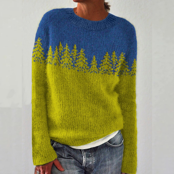 Bärbel™ | Pullover mit Tannen in Limette