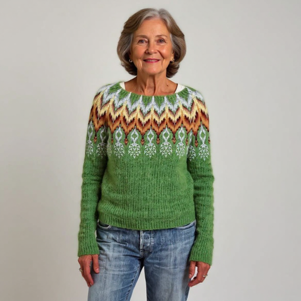 Friederike™ | Pullover mit Norwegerpasse in Grün