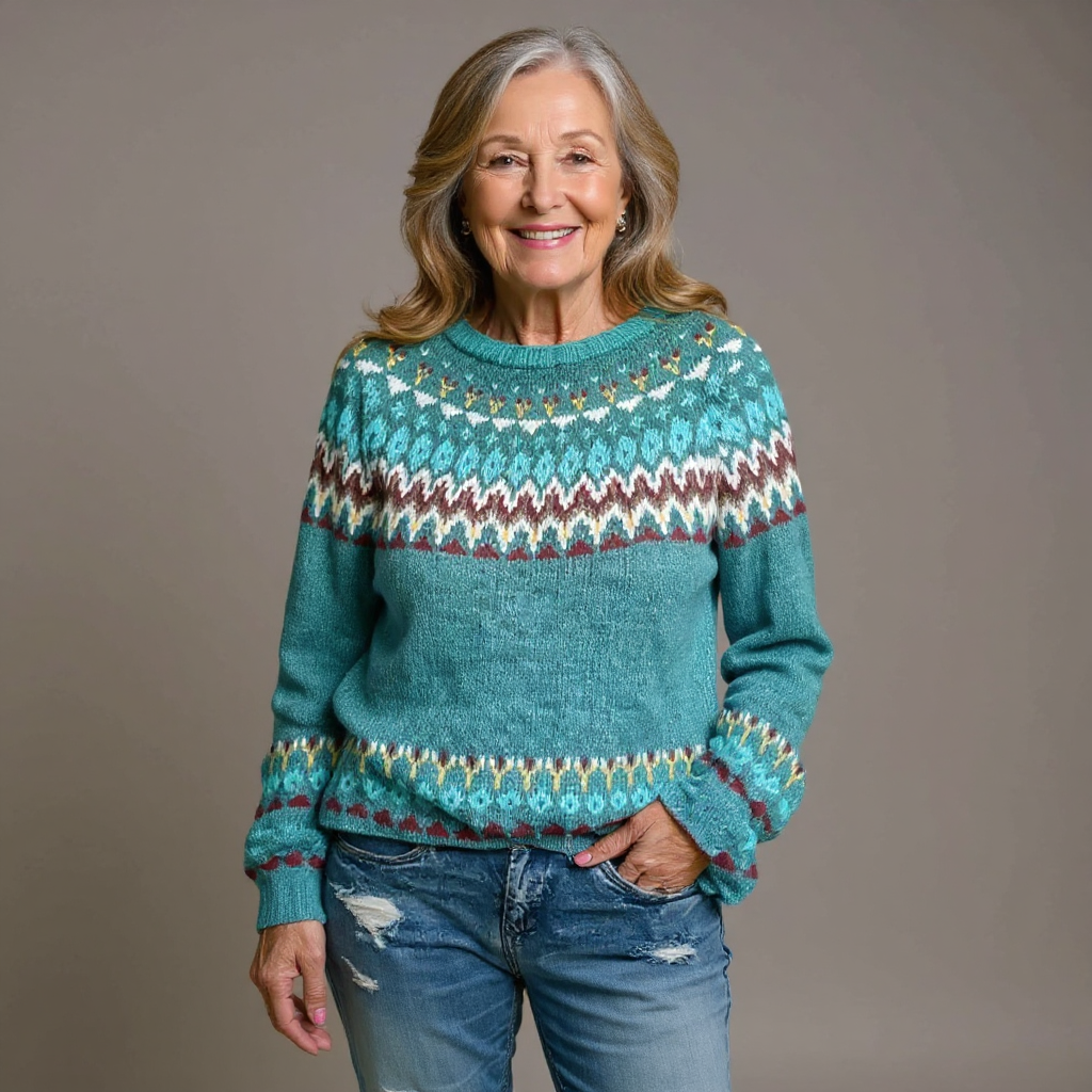 Marlis™ | Pullover mit Norwegerpasse in Türkis