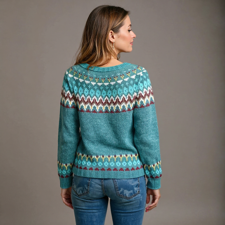 Marlis™ | Pullover mit Norwegerpasse in Türkis