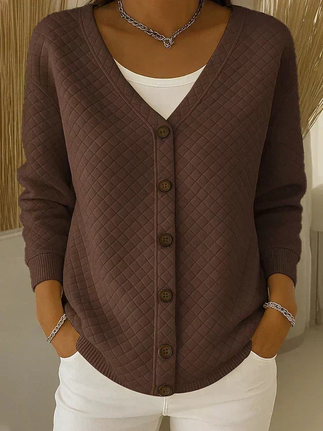 Hanna | Strickjacke mit Rautensteppung und Knöpfen