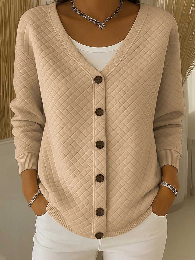 Hanna | Strickjacke mit Rautensteppung und Knöpfen