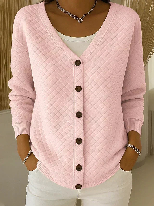Hanna | Strickjacke mit Rautensteppung und Knöpfen
