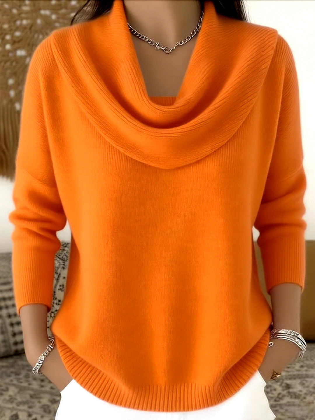 Mia | Pullover mit Wasserfallkragen