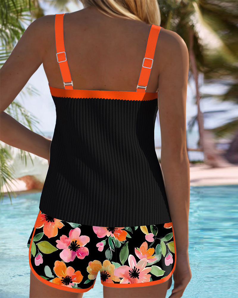 Valeria | Eleganter Tankini mit floralen Badeshorts