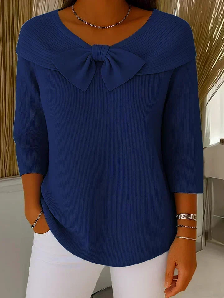 Sabine | Rippstrickpullover mit Schleifendetail
