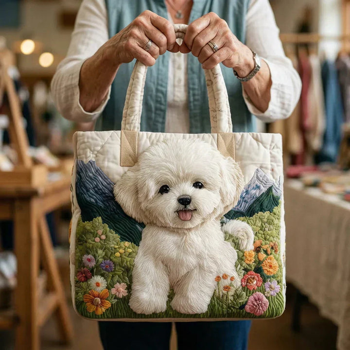 Franziska | Gesteppte Tragetasche mit Motiv Bichon Frise
