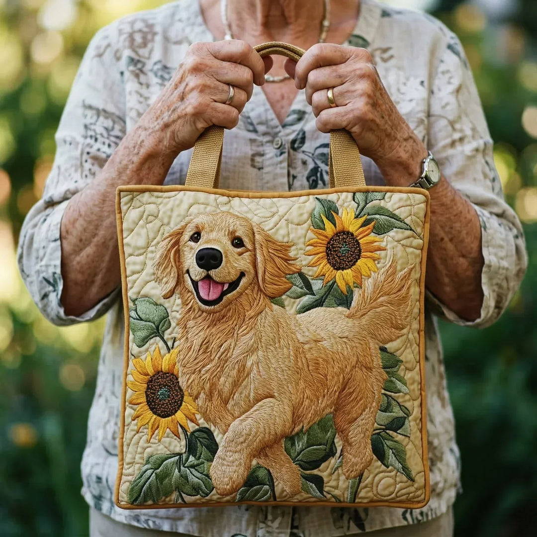 Leonie | Gesteppte Tragetasche mit Motiv Golden Retriever