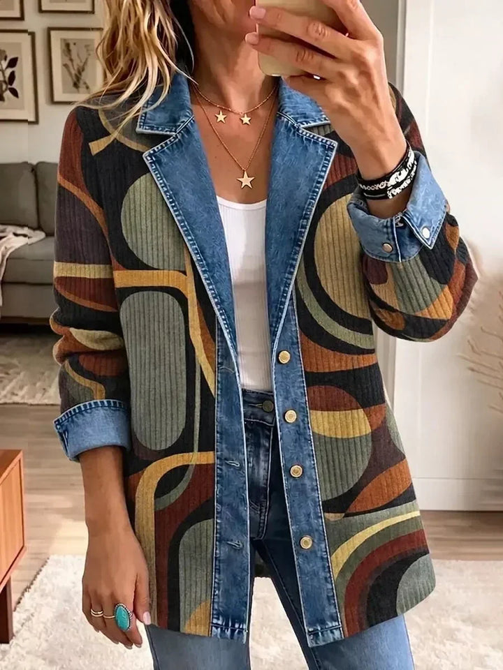 Franziska | Vintage-Jeansjacke mit abstraktem Muster