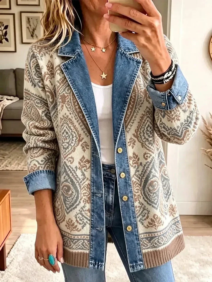 Johanna | Retro-Jeansjacke mit Boho-Patchwork